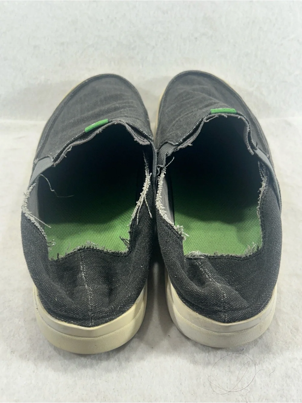 Sanuk Men’s Grey Canvas Slip-On Sidewalk Surfer Shoes Size 12